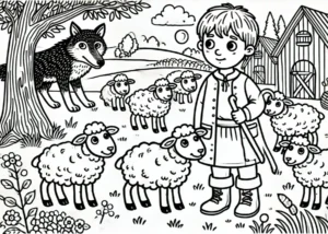 Gjeteren og ulven fargelegge
