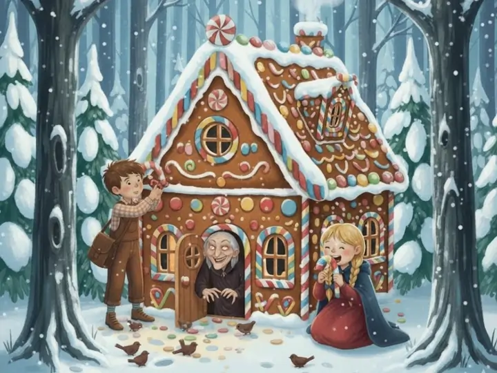 Barna spiser av huset og heksen dukker opp