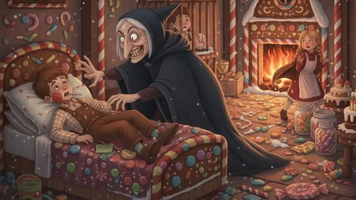 Heksen vekker Hans og fanger ham