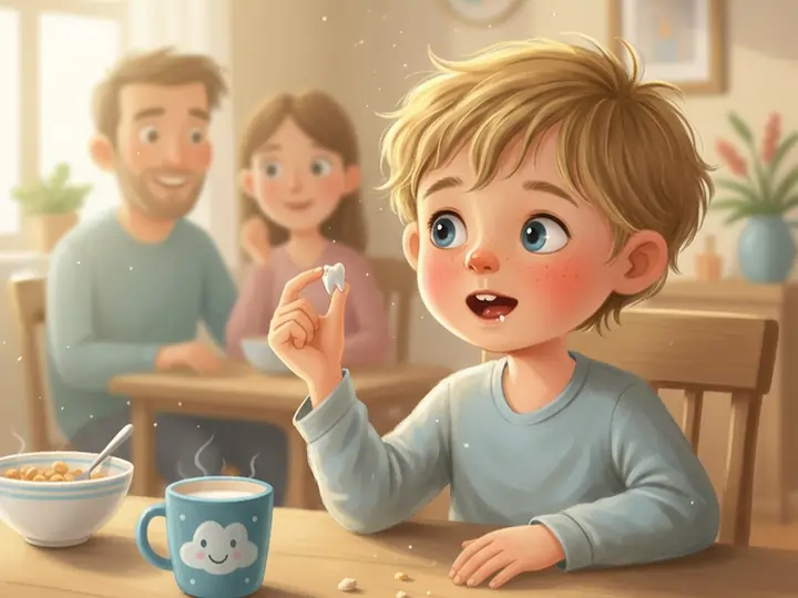 Familien snakker om tannfe – ekte tannfe eller eventyr