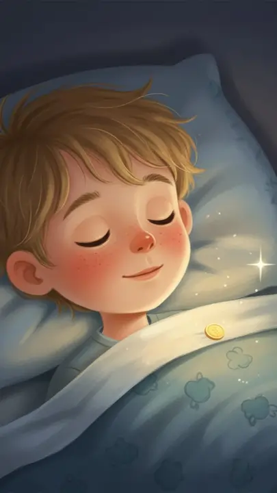 Gutten sover og venter på tannfeen