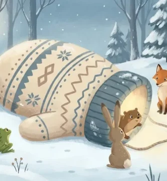 Skinnvotten i snøen – Et eventyr med dyr