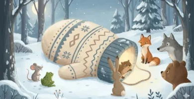 Skinnvotten i snøen – Et eventyr med dyr