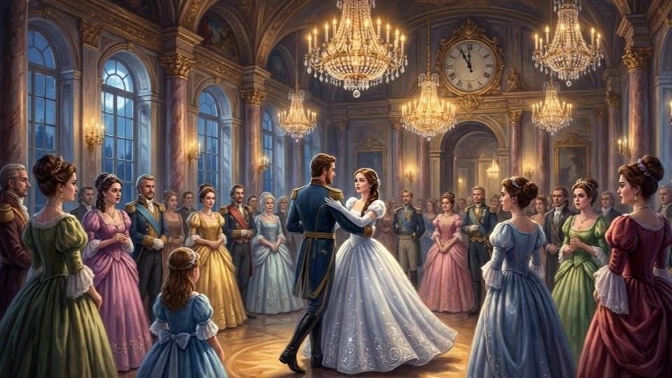 Første dans med prinsen på slottet